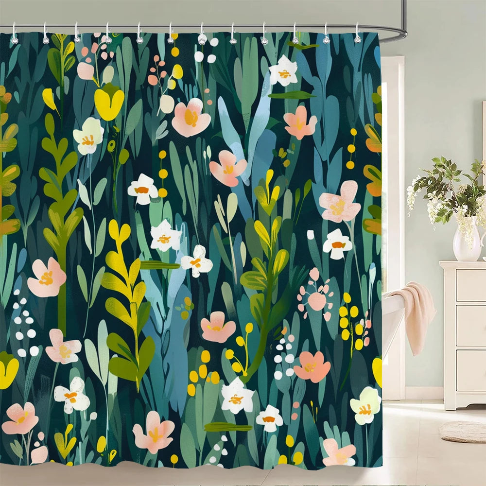 Nordic douchegordijn bloem plant patroon badkamer gordijnen badscherm waterdicht voor thuis badkamer decor print douchegordijn