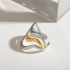 Gold Silber Farbe Passend Wellenförmiger Unregelmäßiger Flüssiger Offener Ring 18K PVD Beschichtet Damen Anti-Allergisch Metall Charm Täglicher Schmuck