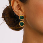 18k vergoldeter Edelstahl Hochwertige grüne Zirkon geometrische Ohrringe Verhindern Allergien Temperament Mode Charme Schmuck