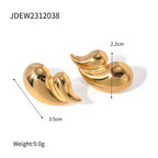 18k Gold Plated Rust Proof Geometric Stainless Steel Double Layer Water Drop Earrings Charm Statement Anti Allergic Jewelry - Grand Goldman