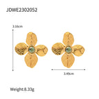 Stainless Steel Exaggerated Flower Bracelet Earrings Rings Set Waterproof 18K Gold PVD Plated For Women Fashion Jewelry Set - Grand Goldman