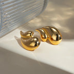 18k Gold Plated Rust Proof Geometric Stainless Steel Double Layer Water Drop Earrings Charm Statement Anti Allergic Jewelry - Grand Goldman