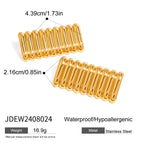 Pendientes cuadrados convexos con patrón de onda de acero inoxidable chapado en oro de 18K para mujer, encantos de metal con textura, joyería impermeable, regalo para gala