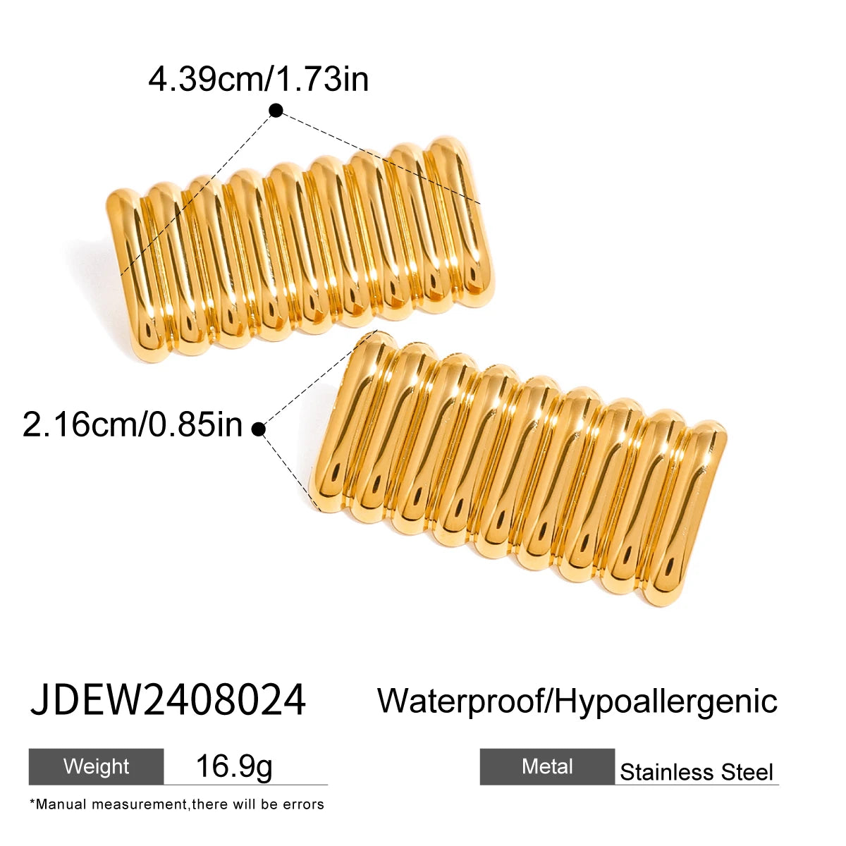 18K Gold Plated Stainless Steel Wave Pattern Convex Square Earrings Women Charms Metal Texture Waterproof Jewelry Gala Gift