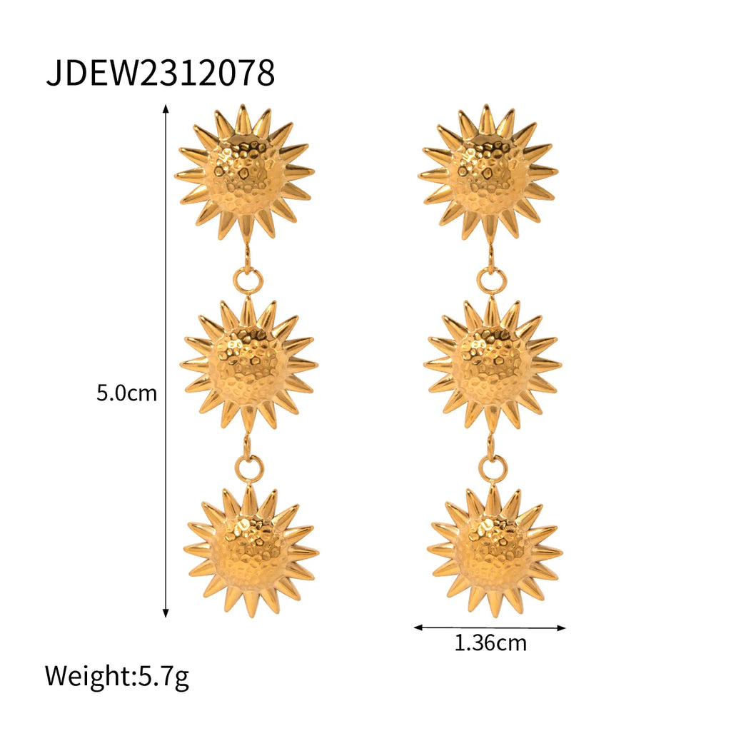 Bracciale/Collana/Orecchini a Bottone Minimalista alla Moda a Forma di Girasole Placcati in Oro 18K in Acciaio Inossidabile Set di Gioielli Resistenti all'Acqua