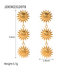 Bracciale/Collana/Orecchini a Bottone Minimalista alla Moda a Forma di Girasole Placcati in Oro 18K in Acciaio Inossidabile Set di Gioielli Resistenti all'Acqua