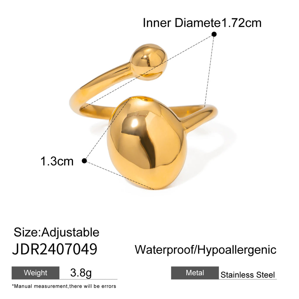 Minimalistische 18k vergoldete glatte Stahlkugel-Serie Ringohrringe aus Edelstahl für Damen, rostfrei, exquisite Schmuck Bijoux
