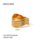 Exquisito anillo cerrado ondulado de líneas simples geométricas de acero inoxidable 18K impermeable para mujer de alta calidad бижутерия regalo para fiesta