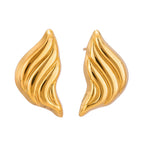 18K PVD Plated Vintage Striped Flow Liquid Drop Earrings Stainless Steel Women Prevent Allergy Metal Stylish Jewelry