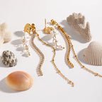 18k Gold Plated Stainless Steel Elegant White Zircon Claw Chain Circular Tassel Earring Women Prevent Allergy Gala Gift