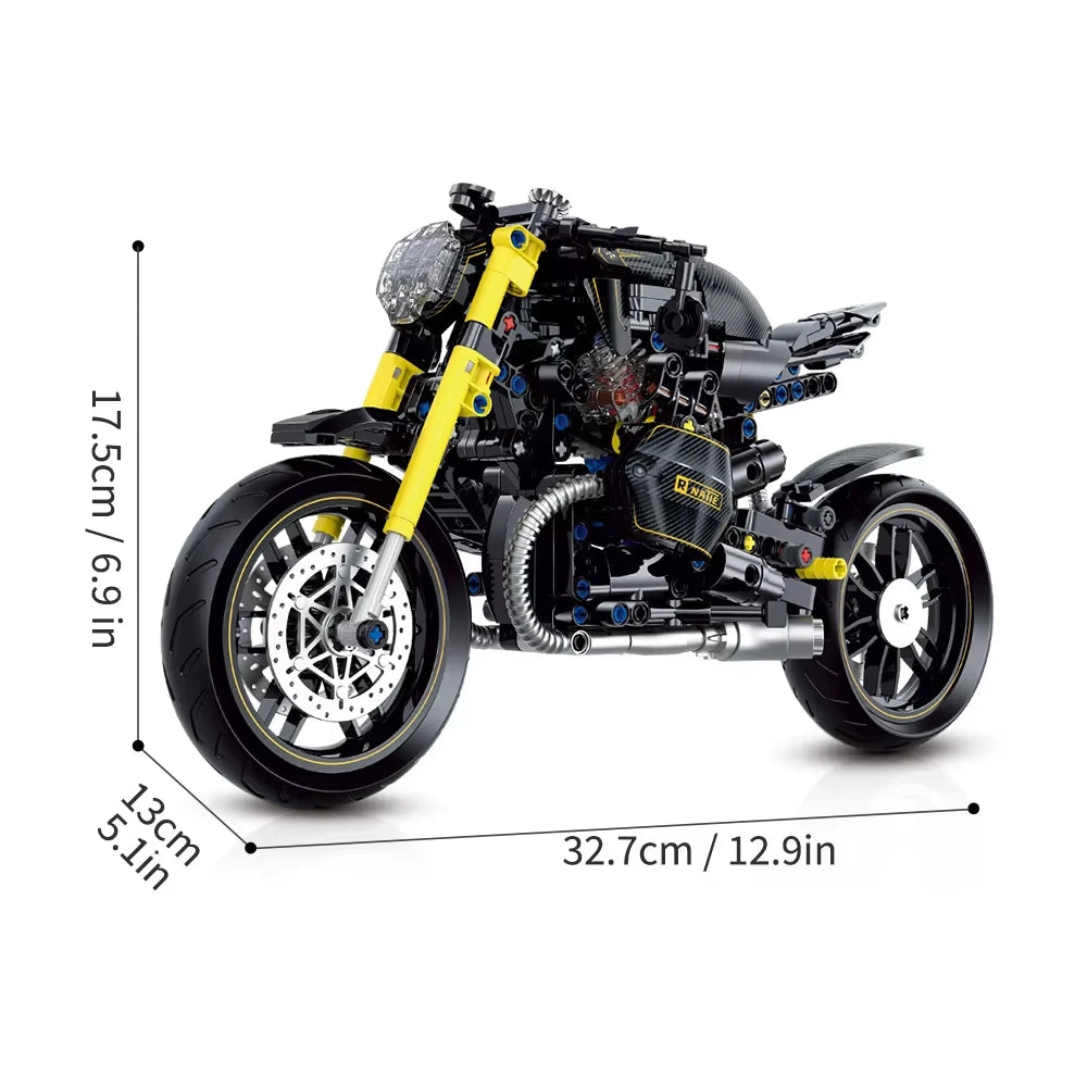 MOC Technical 1:8 Motorcycle Building Blocks Assembling Sports Car Bricks Toys for Boy Christmas Gift Educational Toy Set 563PCS
