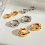 18K Gold Plated Stainless Steel Big Smooth Ear Buckle Women Metal Waterproof Fashion Charm Daily Jewelry Gift