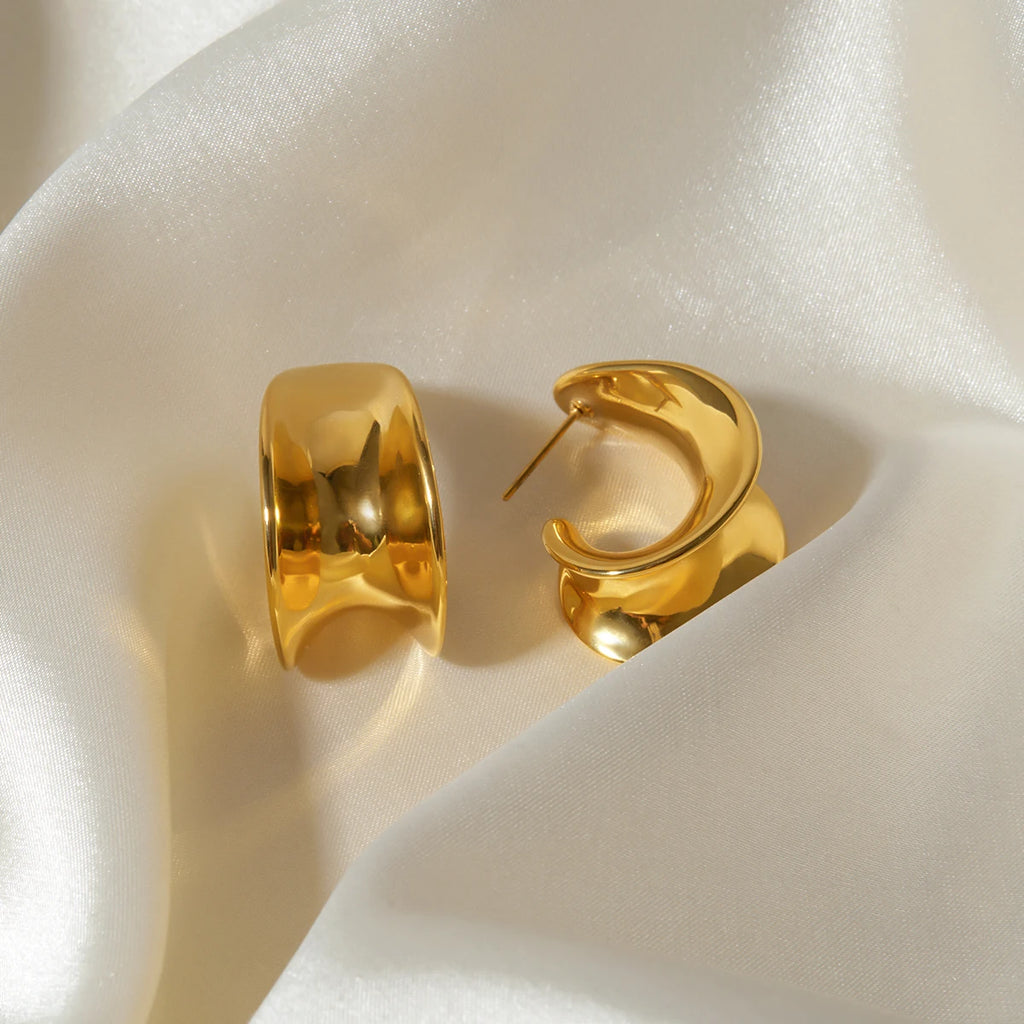 18k vergoldete, zarte Ohrringe aus Edelstahl mit eingekerbtem Spiralmuster, leicht, gemütlich, rostfrei, Bijoux Femme Gala Geschenk