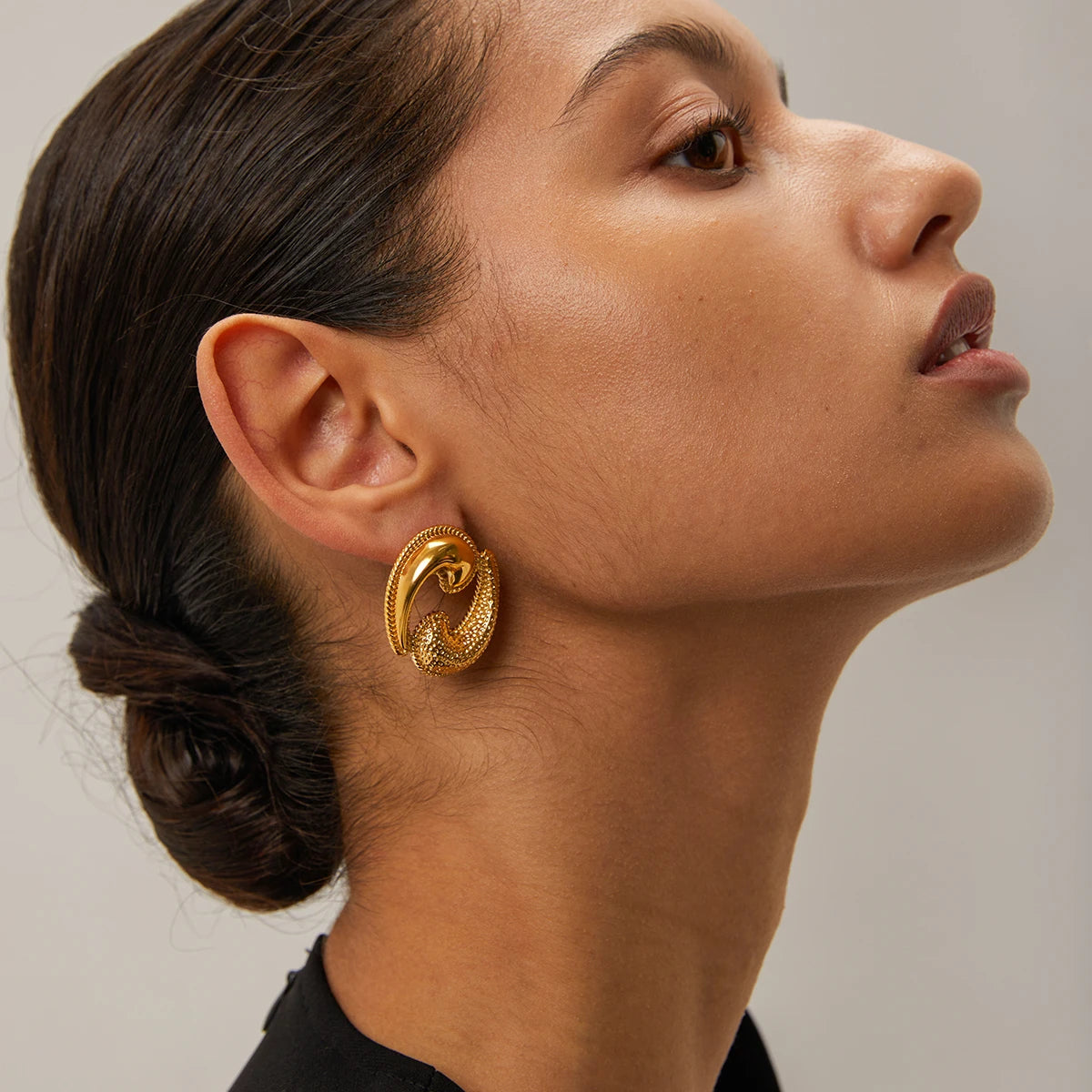 Creative 18K Waterproof Stainless Steel Chic Fashion Stud Geometric Earrings Gold Plated Charm Women Elegant Jewelry