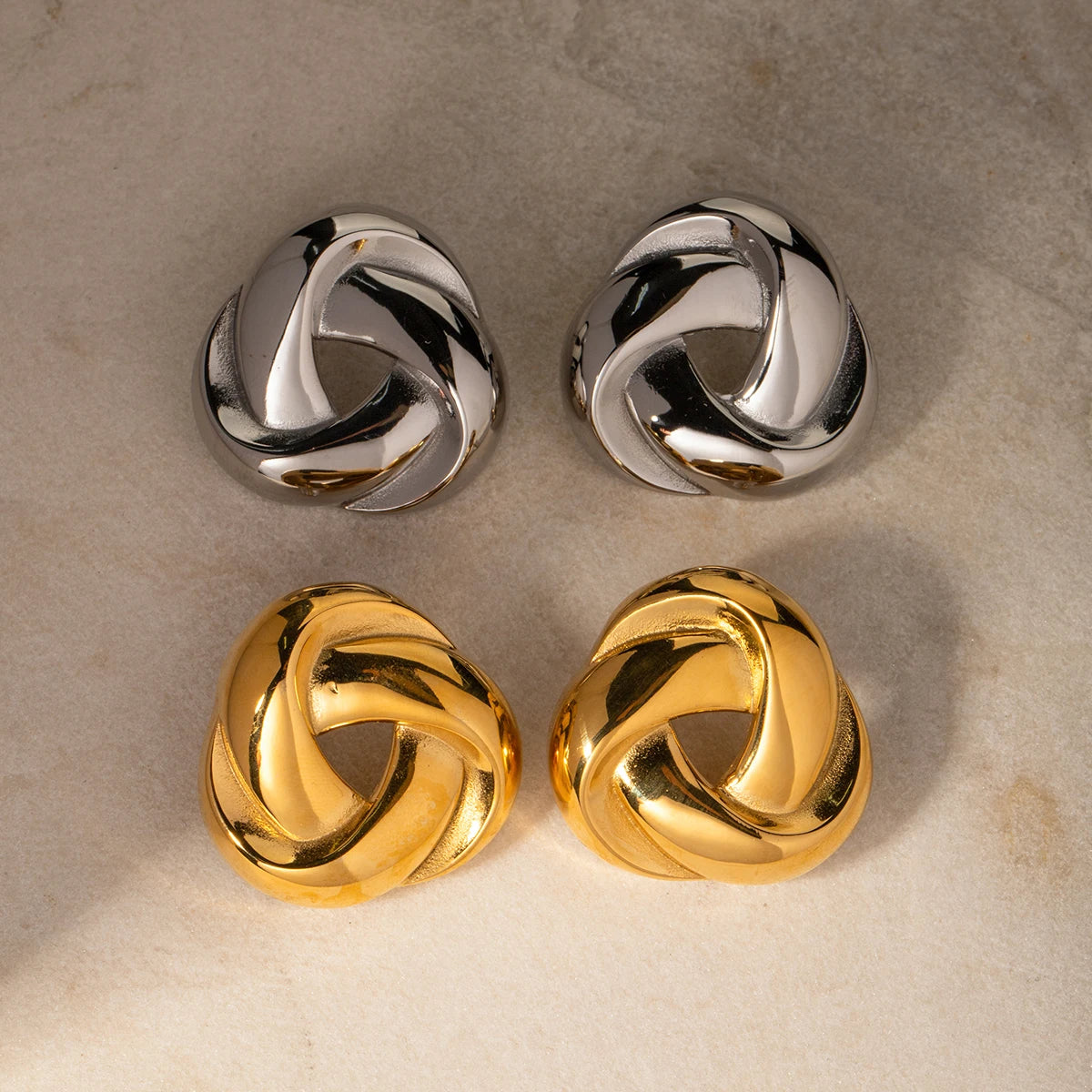 Brincos Vintage Trançados Criativos de Aço Inoxidável Banhados a Ouro 18K Charme de Personalidade Única Joias de Moda Femininas