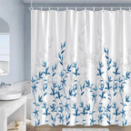 Blue Leaves Shower Curtain Watercolour Plant Eucalyptus Leaf Modern Simple Home Bathroom Decor Fabric Bath Curtains With Hooks