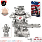 BoS Game T60 Power Armor Army Officers Soldiers Figure Machine gun Model Building Blocks Kids Toys Gifts Boys Girls Juguetes