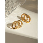 18K PVD Plated Stainless Steel Minimalist O-wrap Twine Personality Stud Earrings Waterproof High Quality Attractive Jewelry