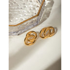 18K PVD Plated Stainless Steel Minimalist O-wrap Twine Personality Stud Earrings Waterproof High Quality Attractive Jewelry