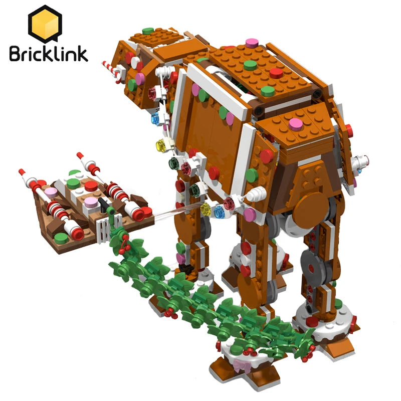 Bricklink Ideas Christmas Gingerbread Snowspeeders Fit 40806 Gingerbread AT-AT Addon Model Spaceship Sets Building Blocks Toys
