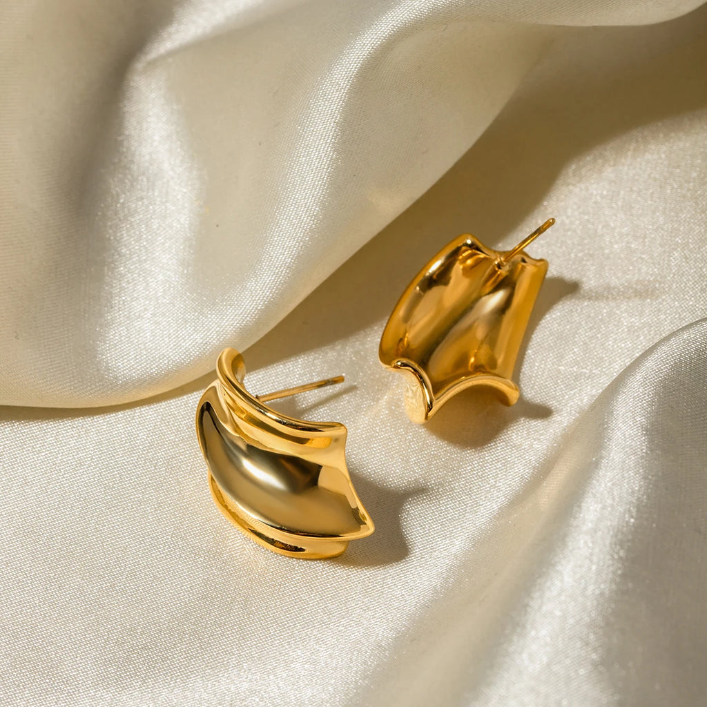 Minimalistisk rustfrit stål 18 karat guld mode uregelmæssigt design øreringe Rustfrit forhindrer allergi Trendy charmsmykker