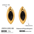 Let luksus 18k forgyldt rustfrit stål Glat hesteøje sort agat øreringe kvinder forebygger allergi smykker