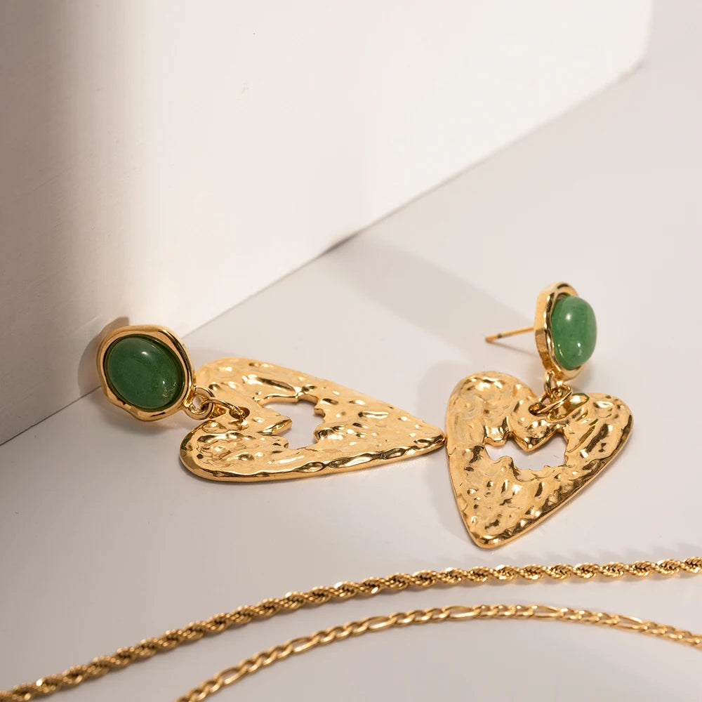Brincos Pingente Coração de Amor de Lava Minimalista em Aço Inoxidável Banhado a Ouro 18k à Prova d'Água Feminino Chic Gala Estiloso Joias