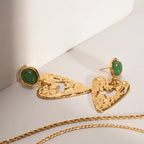 Brincos Pingente Coração de Amor de Lava Minimalista em Aço Inoxidável Banhado a Ouro 18k à Prova d'Água Feminino Chic Gala Estiloso Joias