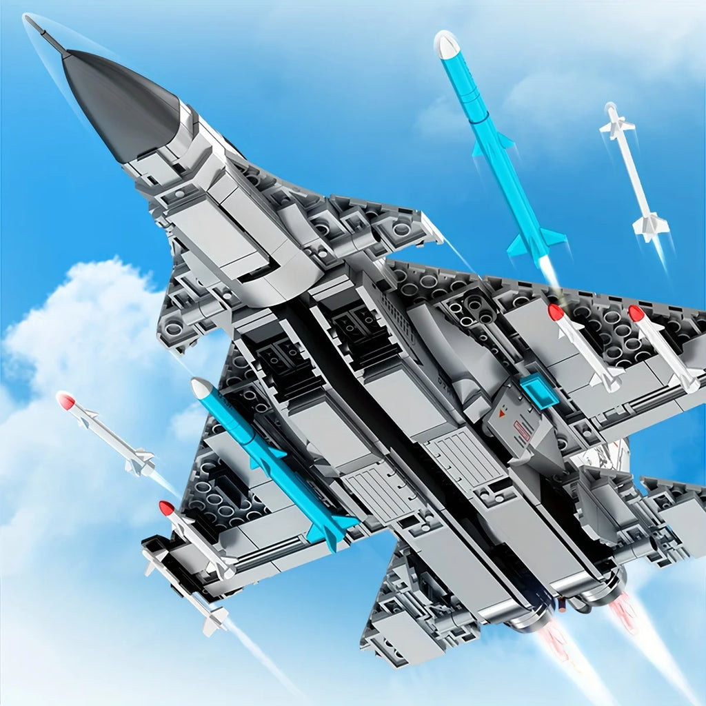 645pcs Creative Fighter Plane Mini Building Blocks, Fighter Aircraft Battle Plane Technical Model Bricks, Kids Toys