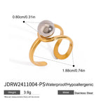 Bague d'ouverture minimaliste pour femmes avec boule en acier creuse, ligne assortie de couleur, charme plaqué or 18 carats, bijou anti-allergique, cadeau de gala