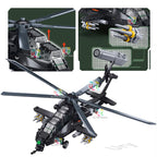 Sluban Military Series WW2 WZ-10S Armed Helicopter J20BS Stealth Fighter Jet Pilots Model Building Blocks Toy for Boy Kids Gift