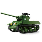 Military WW2 MOC Army Main Battle Tank Armored Vehicle Fighter Soldiers Figures Building Blocks Bricks Set For Children Toys