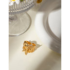 18k vergoldeter, stilvoller, einzigartiger, einfacher Seestern-Muschel-Öffnungsring aus Edelstahl für Frauen, antiallergisch, wasserdicht, Schmuck