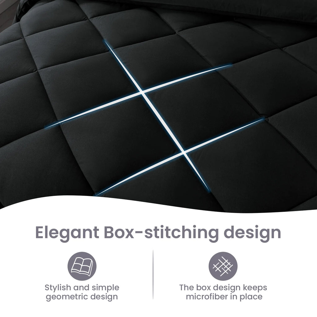 Ensemble de literie 5-7 pièces, ensembles de literie avec couette légère matelassée douce toutes saisons, drap plat, drap-housse lavable en machine