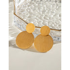 18K guldbelagt anti-allergisk rustfrit stål dobbelt rund børstet effekt øreringe charme daglige udsøgte smykker Bijoux Femme