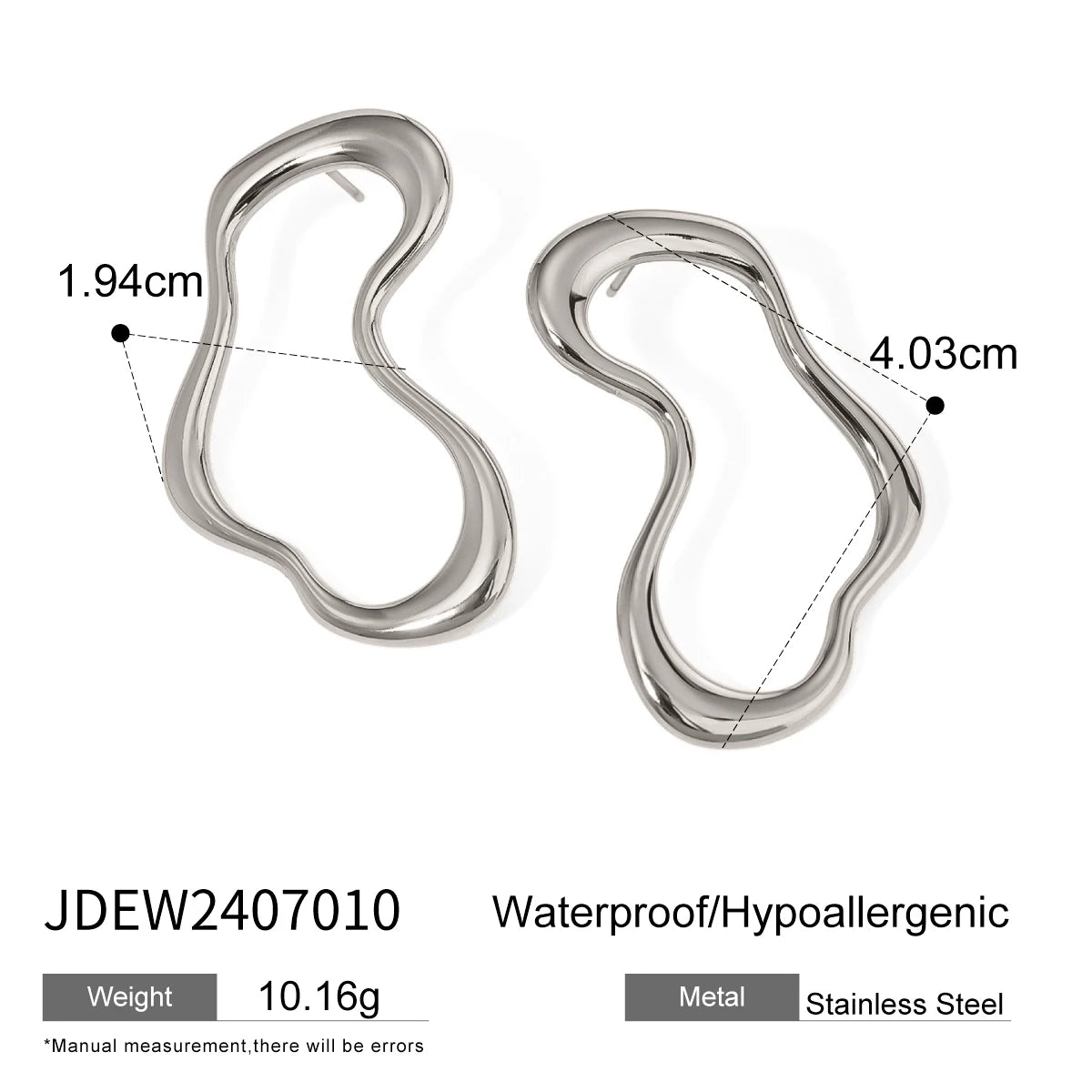 18K Gold Plated Anti Allergic Stainless Steel Atypical Irregular Cutout Earrings Charm Daily Exquisite Jewelry Bijoux Femme