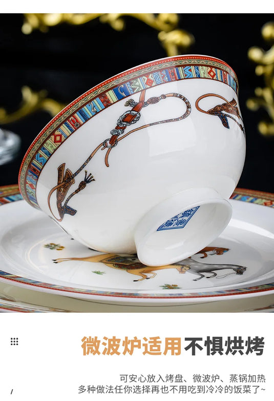 Jingdezhen Ceramic Tableware European Style Side Bowls, Dishes and Dishes Set for Home Use