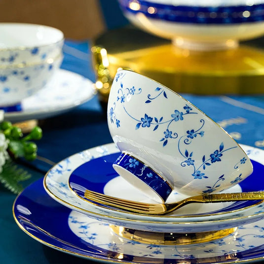 Ensemble de vaisselle en céramique Jingdezhen, bol et assiette combinés, vaisselle en porcelaine tendre pour usage domestique