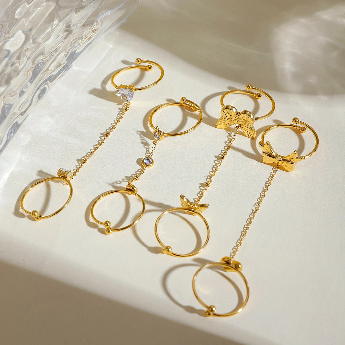 Anillo abierto de diseño multiestilo minimalista de acero inoxidable color dorado ligero y cómodo encanto para mujer joyería de declaración chapada en PVD 18K