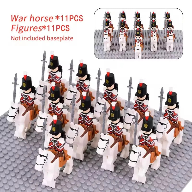 10pcs Napoleonic Wars Military Soldiers Building Blocks WW2 Mini Figures French British Fusilier Rifles Weapons Toys For Kids