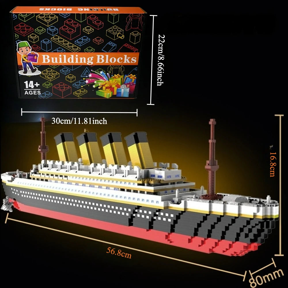 4000+Pcs Titanic Model Cruise Ship Building Blocks MOC Boat Bricks Collection DIY Construction Toys for Children Gift