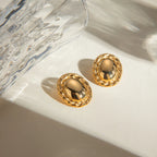 18K forgyldt metallisk geometrisk rustfrit stål glatte sejlgarn ovale øreringe Trendy kvinder Premium Statement galla smykker