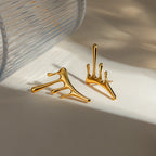 Stainless Steel Vintage Exaggerate Irregular Liquid Earrings PVD 18k Plated High Quality Free Temperament Charm Jewelry Women - Grand Goldman