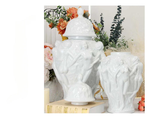 Ceramic Checkmate Jar Abstract Human Ginger Jar Art Body Crafts Flower Vase Ceramic Bottle Home Decoration Accessories