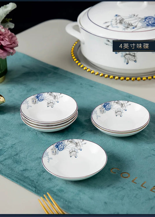 Jingdezhen Household Ceramic Bowls, Tableware Set, Bowls, Dishes, Chinese Bone Porcelain Tableware