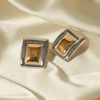 18K Goud Vergulde Minimalistische Statement Roestvrijstalen Rechthoekige Bijpassende Kleur Oorbellen Creatieve Exclusieve Gepersonaliseerde Sieraden