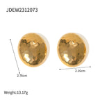 Stijlvolle Unieke Metaal Roestvrij Staal 18k Goud Vergulde Dames Hamer Korrel Patroon Disco Ovale Oorbellen/Ring Set Vakantie Sieraden