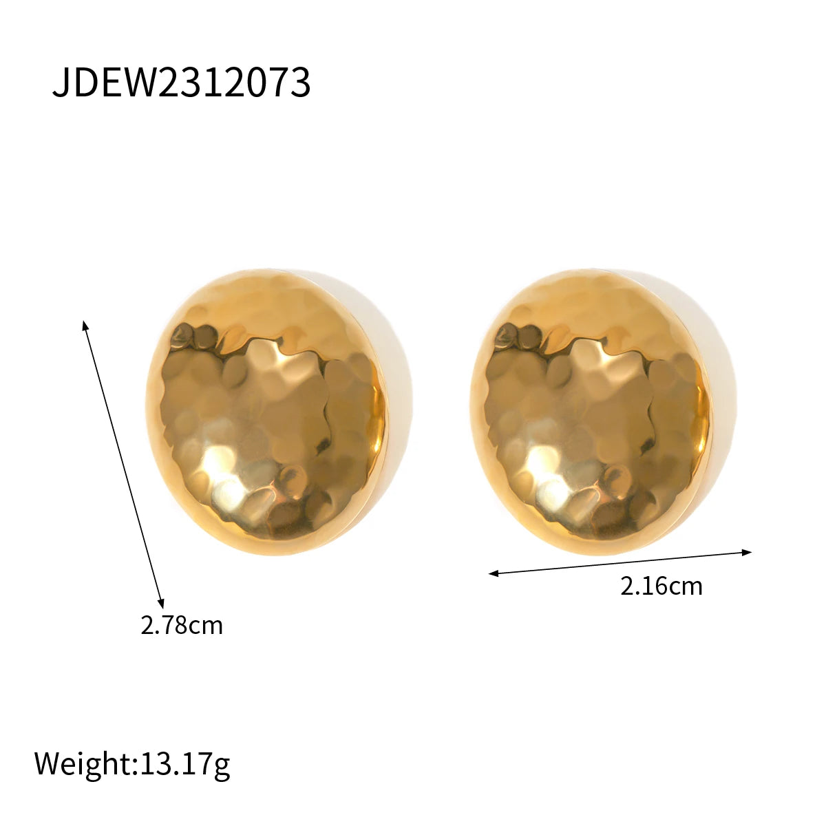 スタイリッシュでユニークな金属製ステンレススチール18kゴールドメッキ女性用ハンマーグレインパターンディスコオーバルイヤリング/リングセットホリデージュエリー