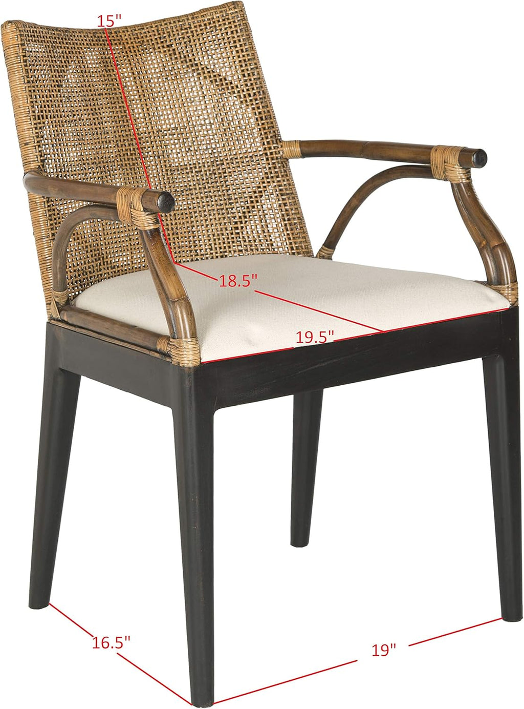 Safavieh Home Gianni Rattan Tropical Woven Arm Chair, Brown/Black - Grand Goldman