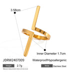 18K PVD minimalistischer rostfreier Edelstahl, übertriebener geometrischer offener Ring, Damen, stilvoll, täglich, anti-allergischer Schmuck